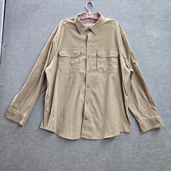 Duluth Trading Co Other - Duluth Men Button Up Shirt 2XL‎ Beige Mesh Standard Fit Pockets Nylon Spandex
